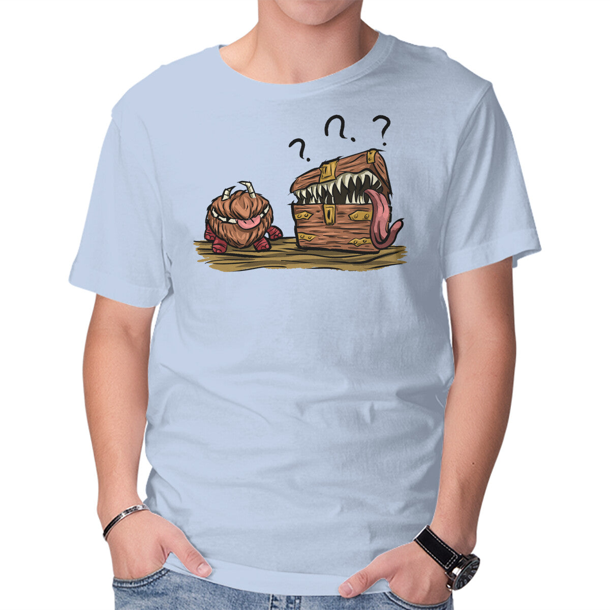 Two Mimics – Gaming Graphic T-Shirt in blue, product display