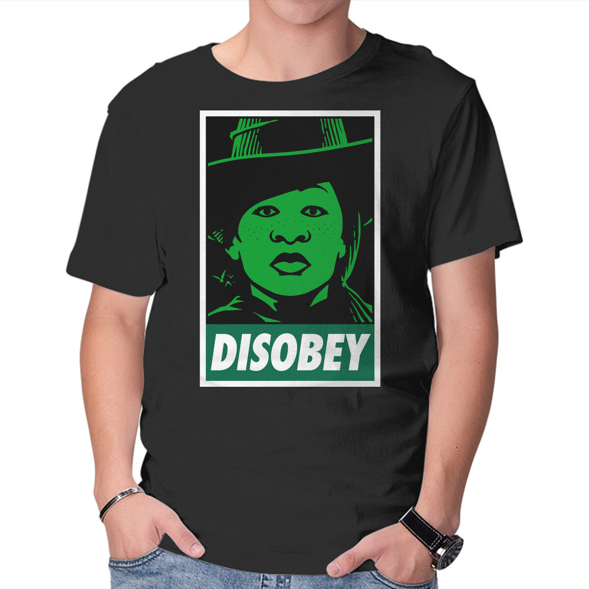 Disobey The Wizard – Fantasy Graphic T-Shirt in black, product display