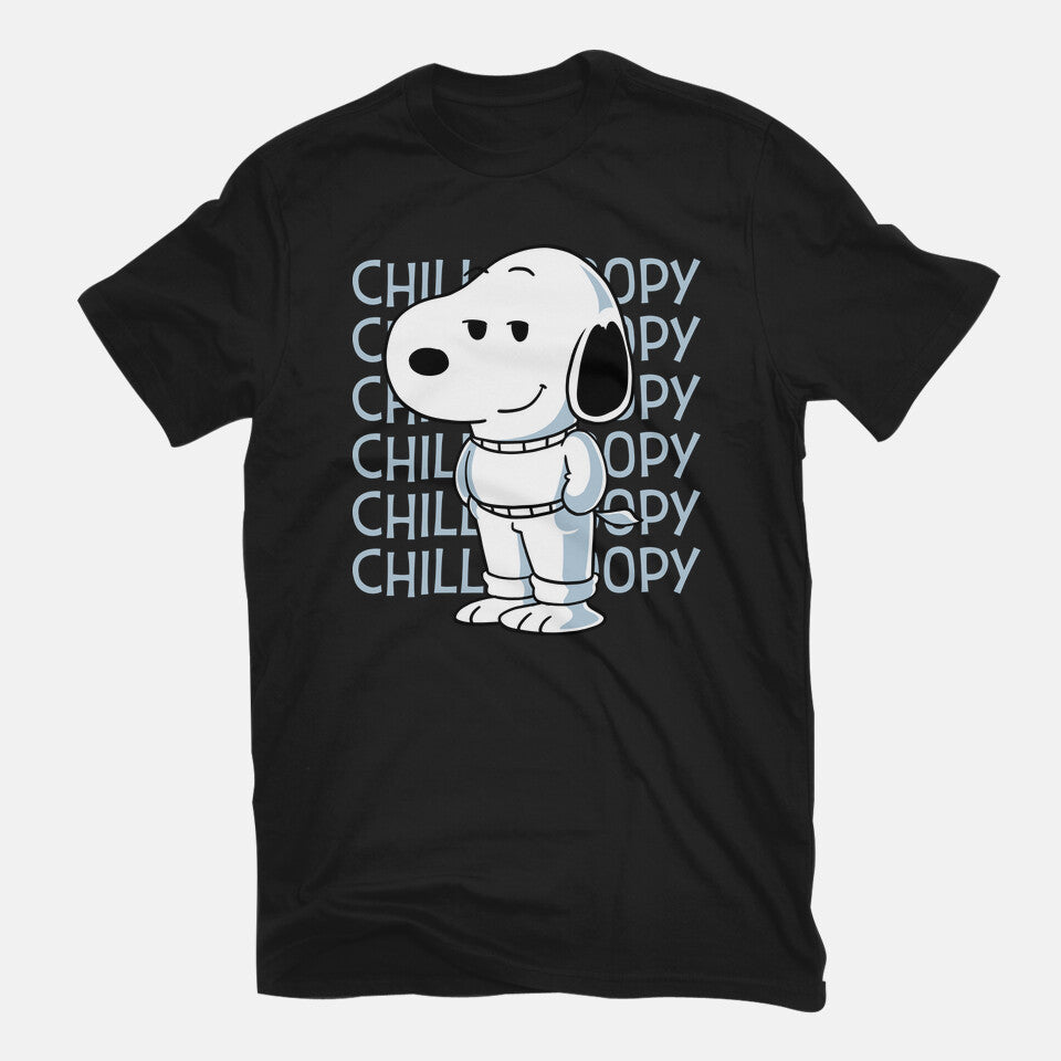 Chill Beagle – Funny Graphic T-Shirt in black, flat-lay product view