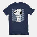 Chill Beagle – Funny Graphic T-Shirt in navy, flat-lay product view