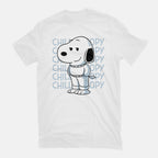 Chill Beagle – Funny Graphic T-Shirt in white, flat-lay product view