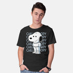 Model wearing black Chill Beagle – Funny Graphic T-Shirt