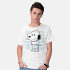 Model wearing white Chill Beagle – Funny Graphic T-Shirt