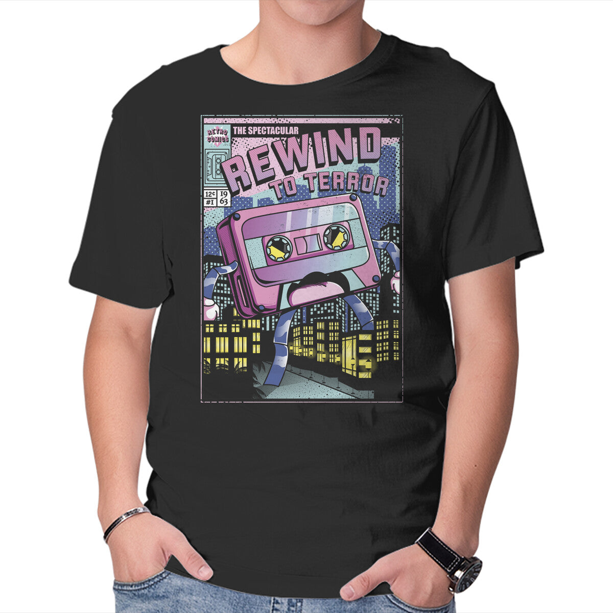 Rewind To Terror – Music Graphic T-Shirt in black, product display
