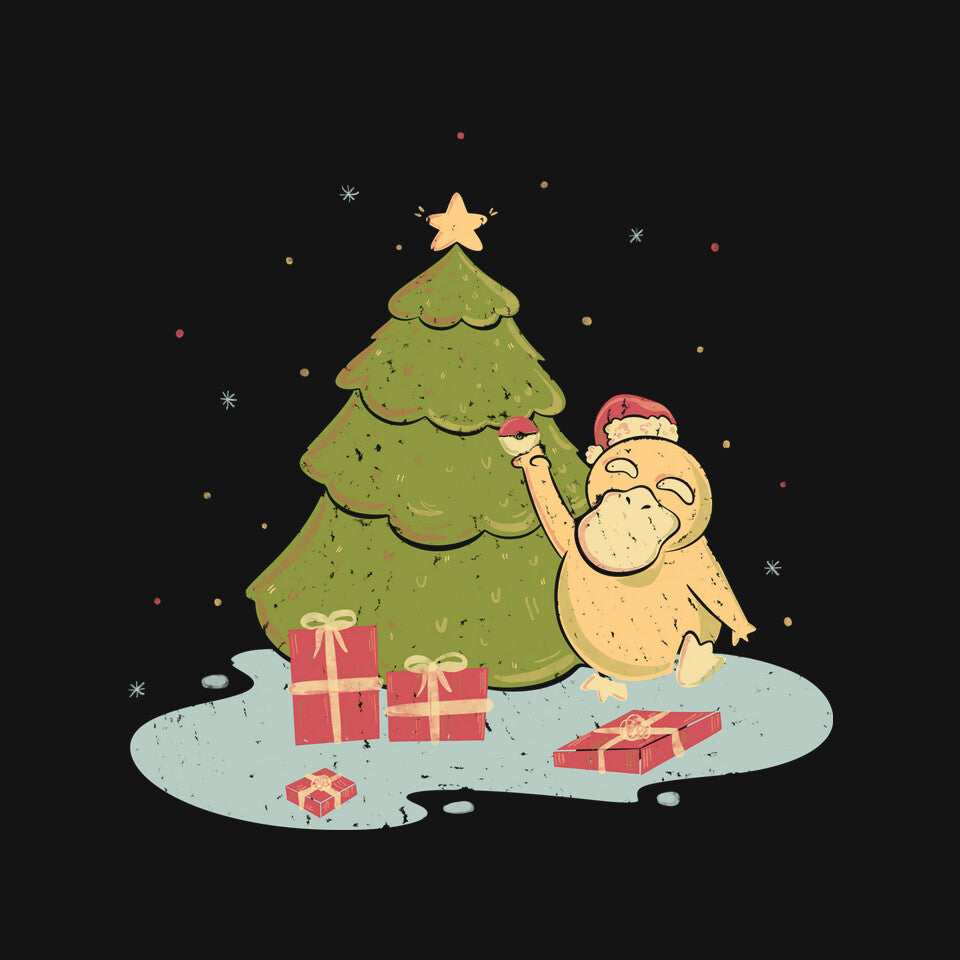 Xmas Tree – Anime Graphic T-Shirt design artwork for black graphic T-shirt