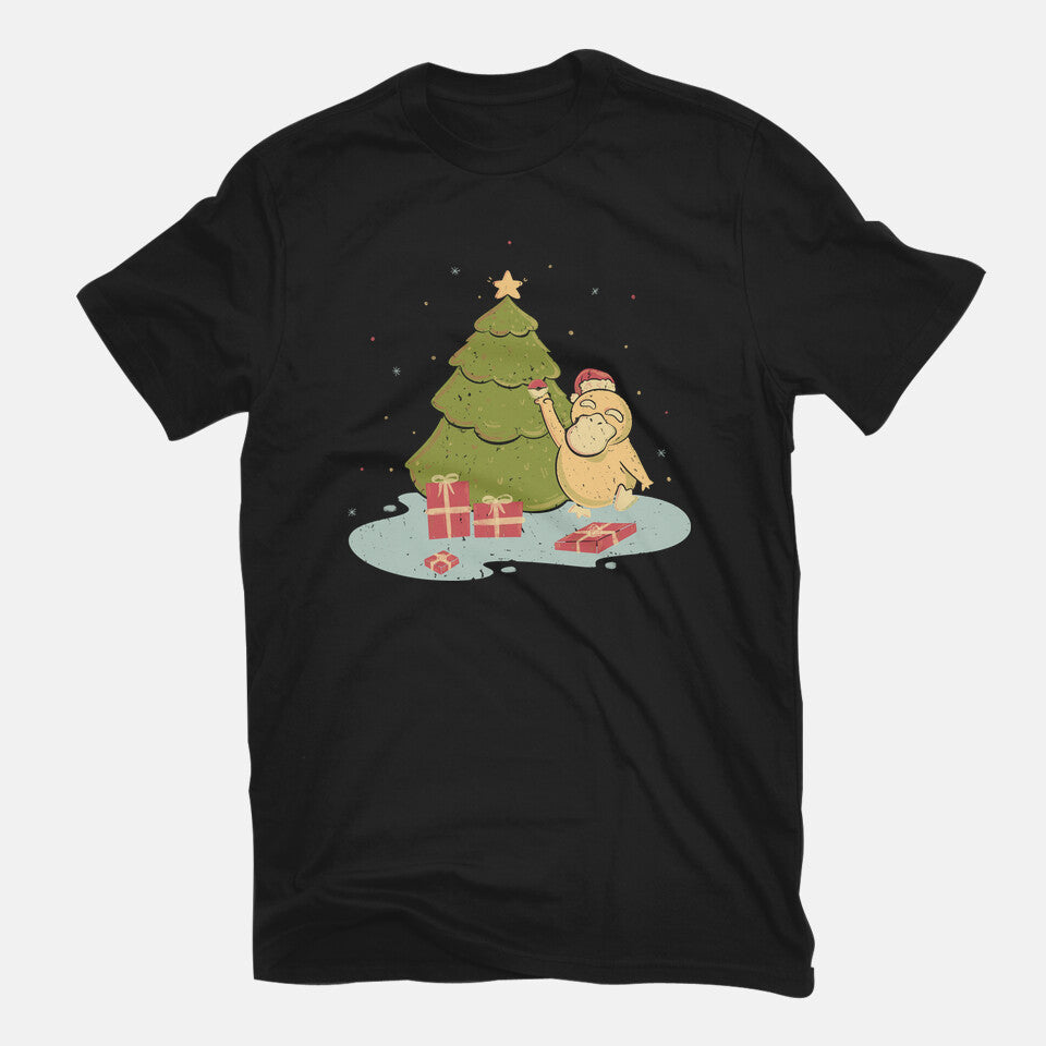 Xmas Tree – Anime Graphic T-Shirt in black, flat-lay product view