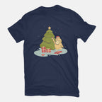 Xmas Tree – Anime Graphic T-Shirt in navy, flat-lay product view