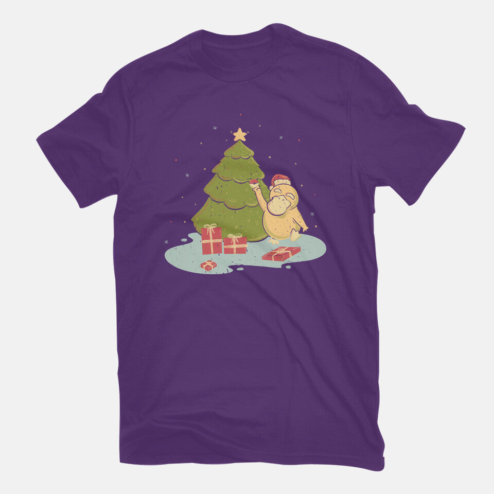 Xmas Tree – Anime Graphic T-Shirt in purple, flat-lay product view