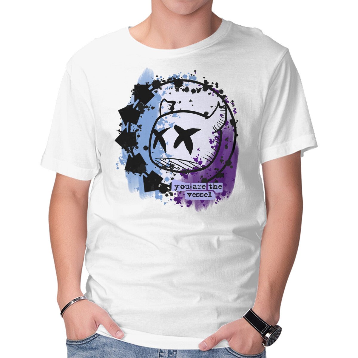 You Are The Vessel – Gaming Graphic T-Shirt in white, product display