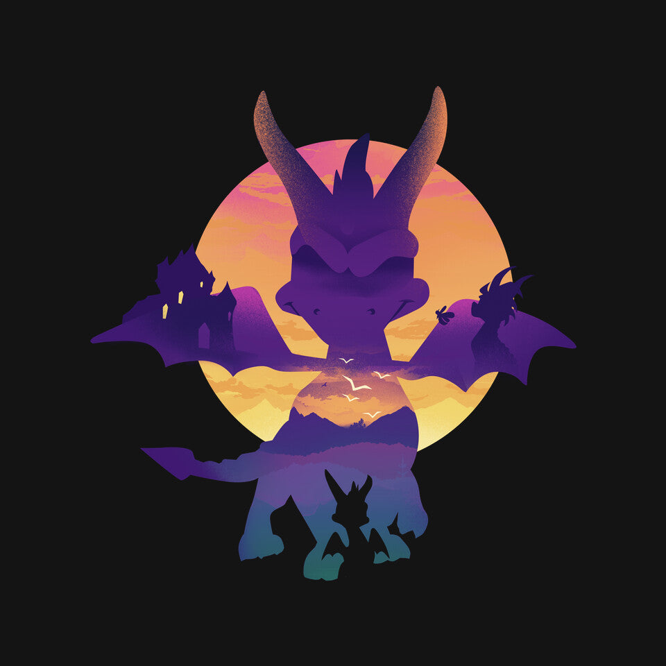 Purple Dragon – Gaming Graphic T-Shirt design artwork for black graphic T-shirt