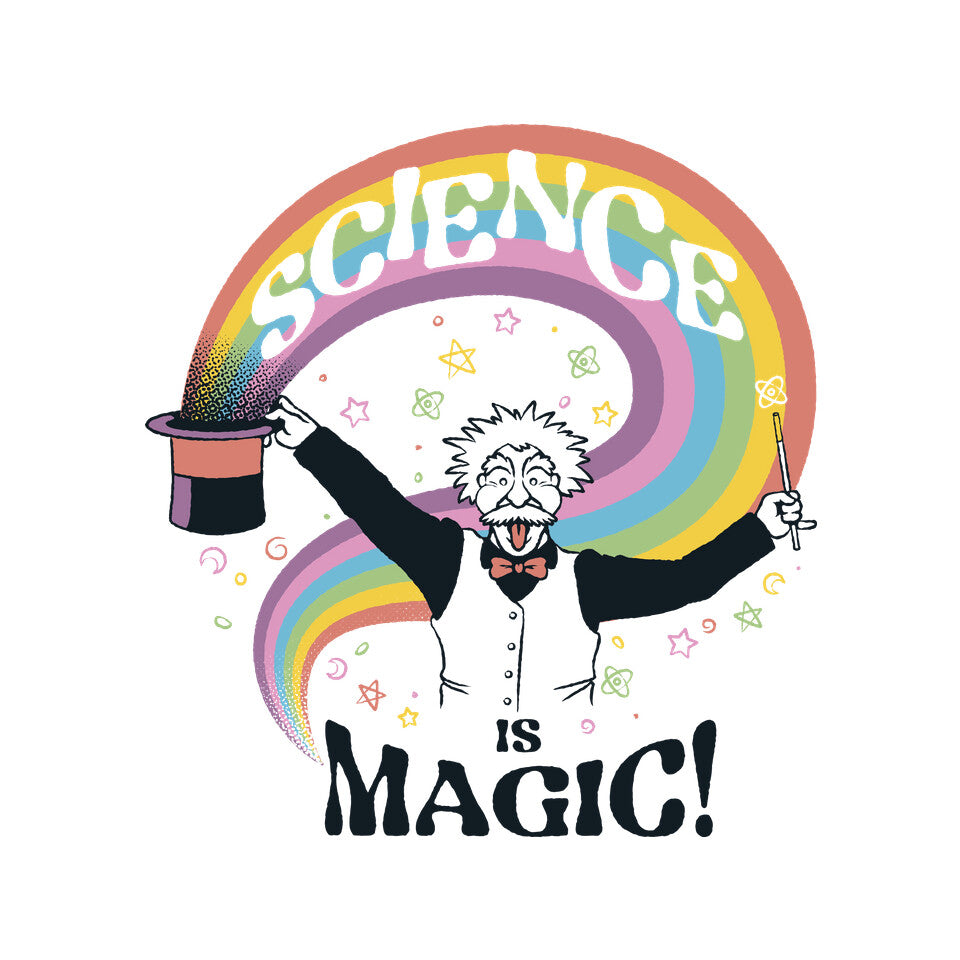 Science Is Magic Einstein Graphic T-Shirt design artwork for white graphic T-shirt