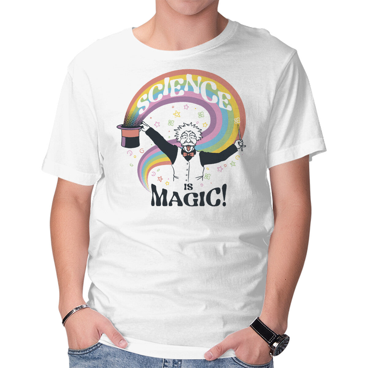 Science Is Magic Einstein Graphic T-Shirt in white, product display