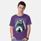 Model wearing purple Rainy Neighborhood – Anime Graphic T-Shirt