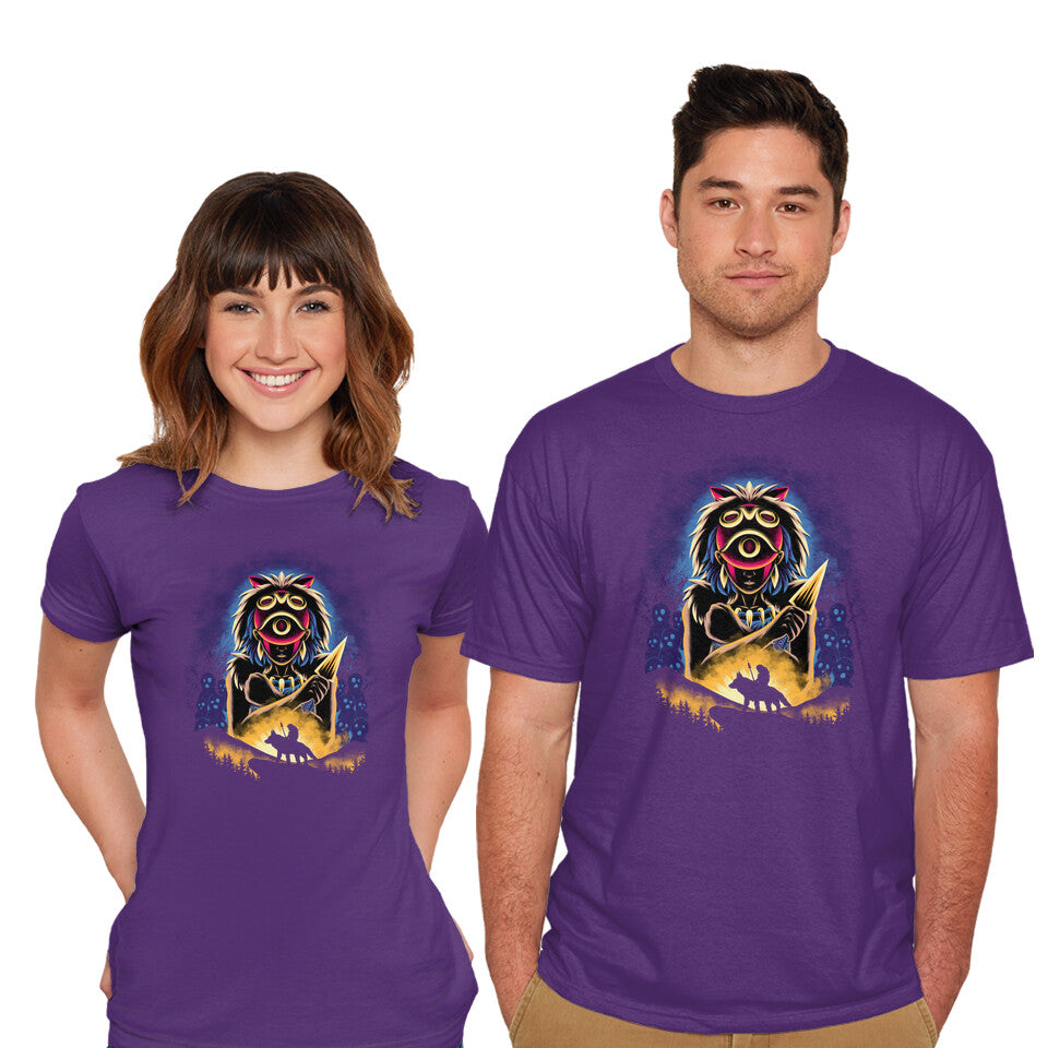 Model wearing purple Wild Princess – Anime Graphic T-Shirt