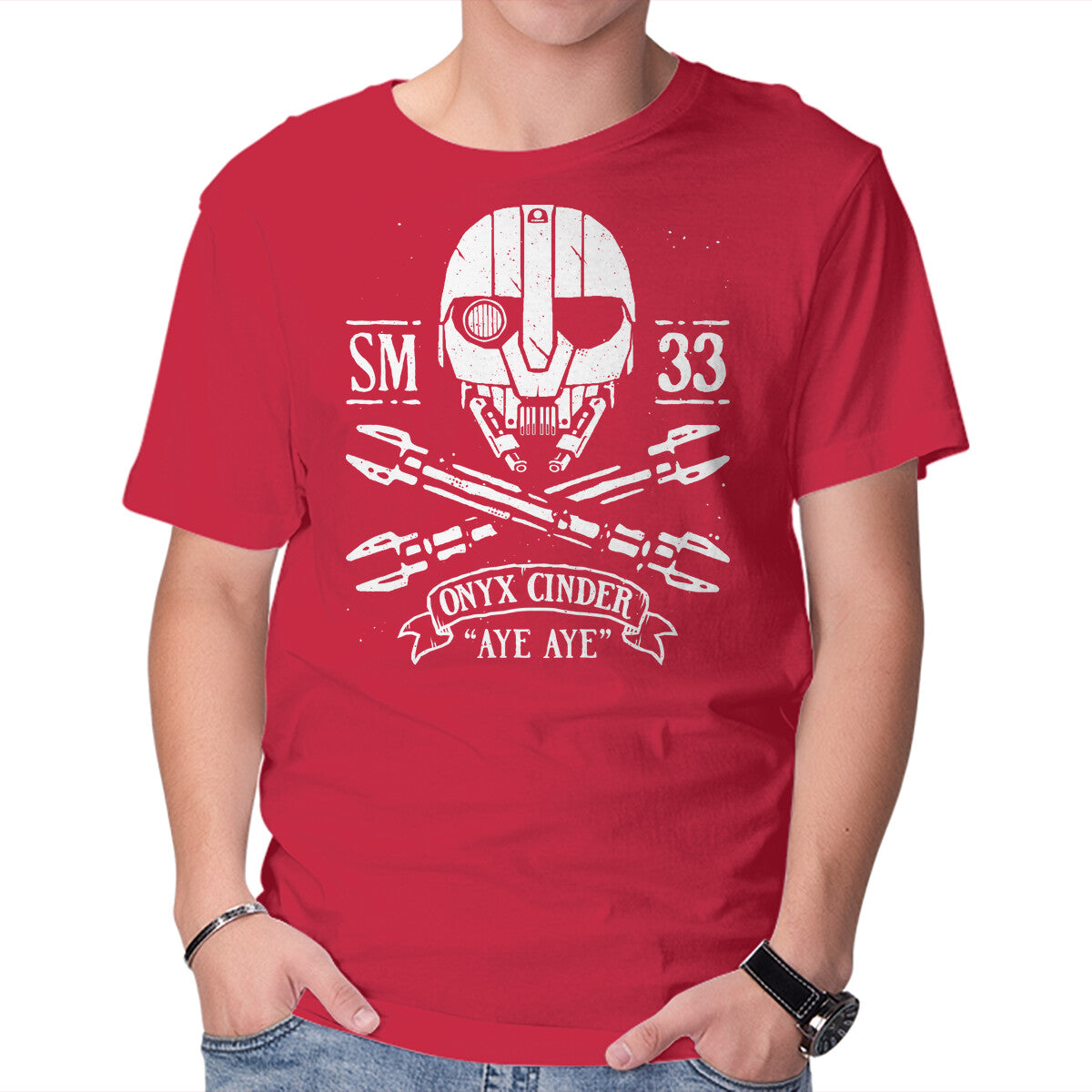 Aye Aye – Sci-Fi Graphic T-Shirt in red, product display