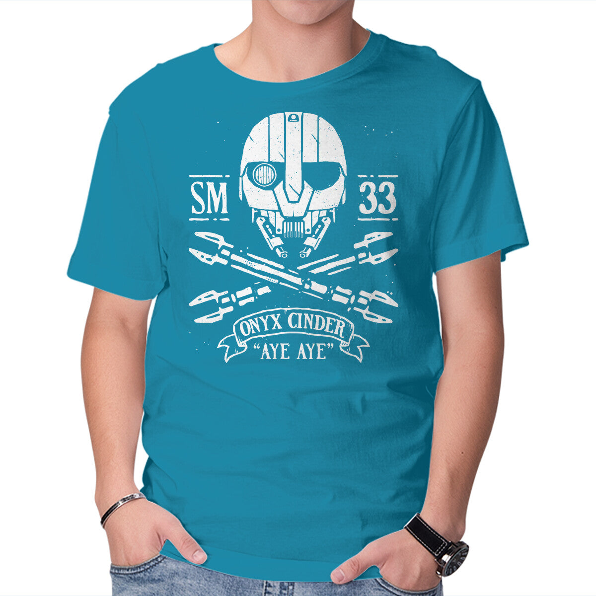 Aye Aye – Sci-Fi Graphic T-Shirt in turquoise, product display