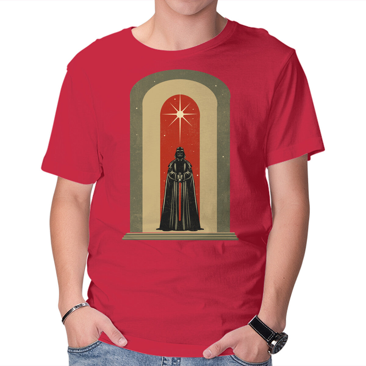 The Dark Templar – Sci-Fi Graphic T-Shirt in red, product display