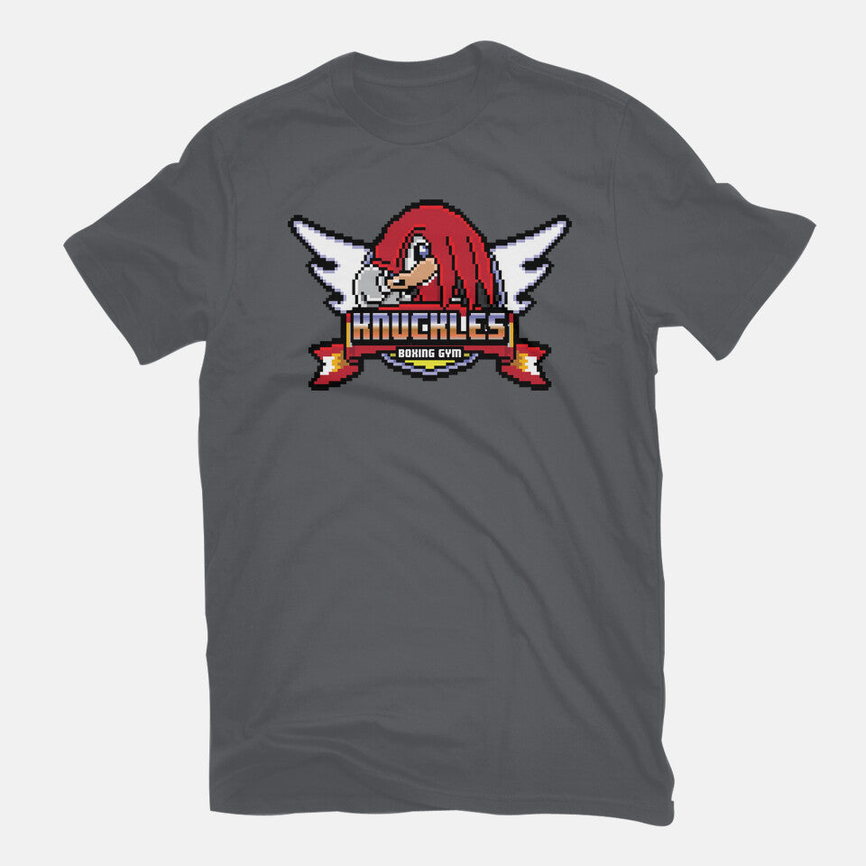 Knuckle Boxing Gym – Gaming Graphic T-Shirt in charcoal, flat-lay product view