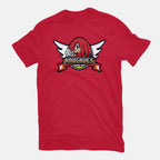 Knuckle Boxing Gym – Gaming Graphic T-Shirt in red, flat-lay product view