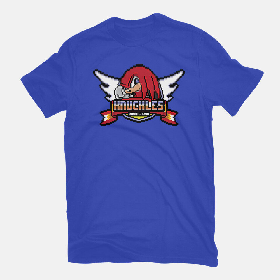 Knuckle Boxing Gym – Gaming Graphic T-Shirt in royal blue, flat-lay product view