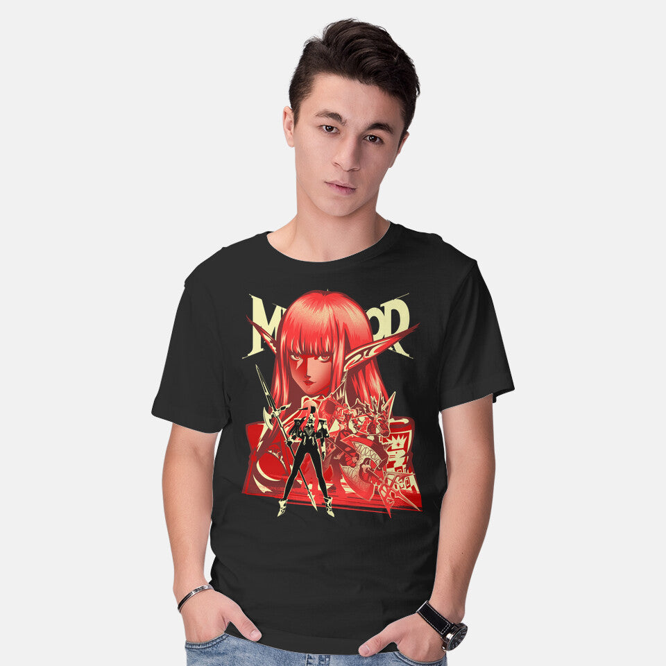 Model wearing black The Knight Hulkenberg – Gaming Graphic T-Shirt