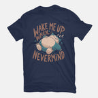 Wake Me Up When Nevermind – Anime Graphic T-Shirt in navy, flat-lay product view