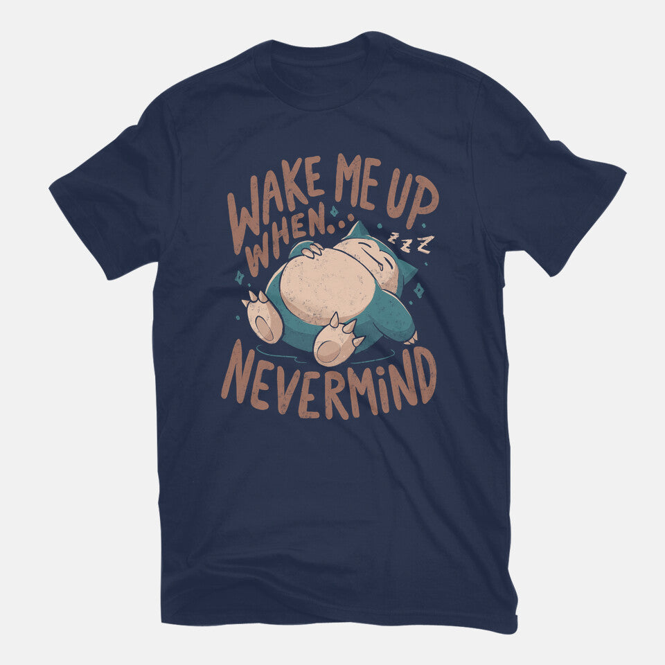 Wake Me Up When Nevermind – Anime Graphic T-Shirt in navy, flat-lay product view