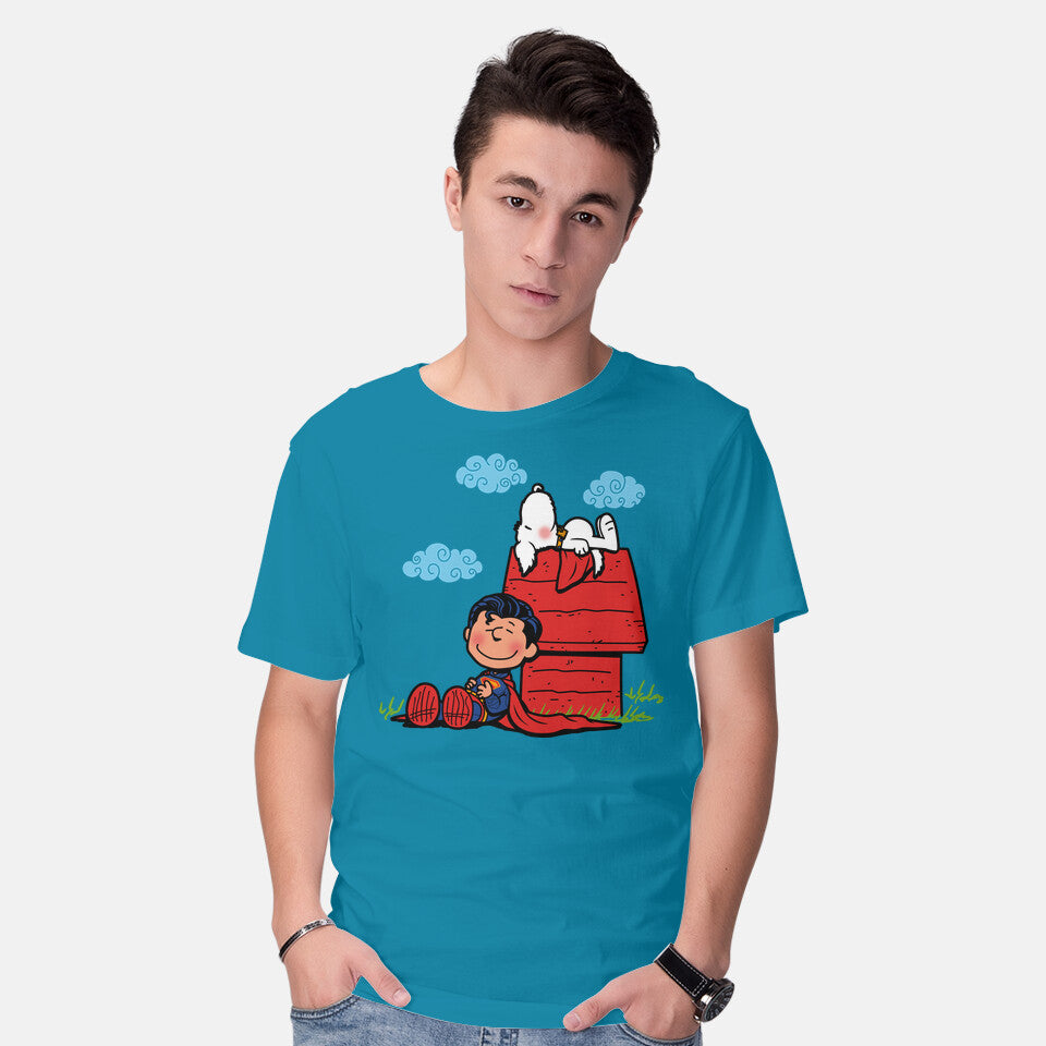 Model wearing turquoise Super Nuts Graphic T-Shirt