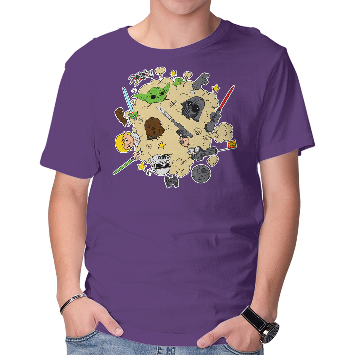Star Fight – Sci-Fi Graphic T-Shirt in purple, product display