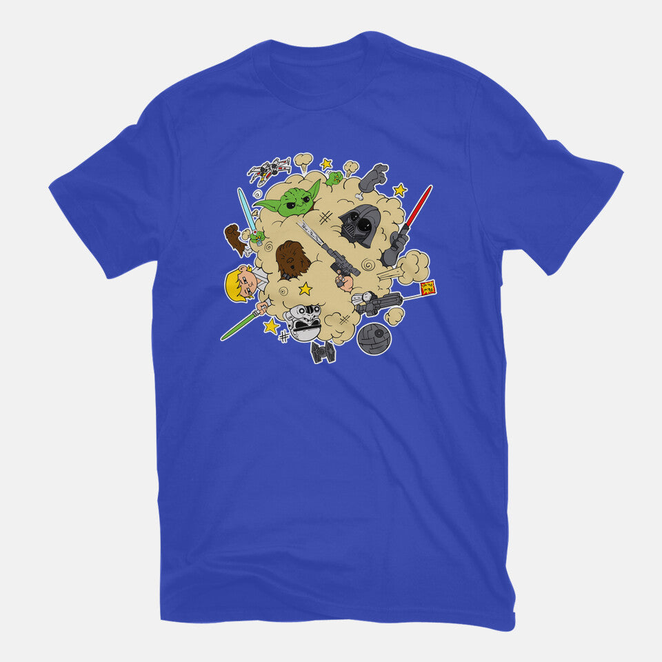 Star Fight – Sci-Fi Graphic T-Shirt in royal blue, flat-lay product view