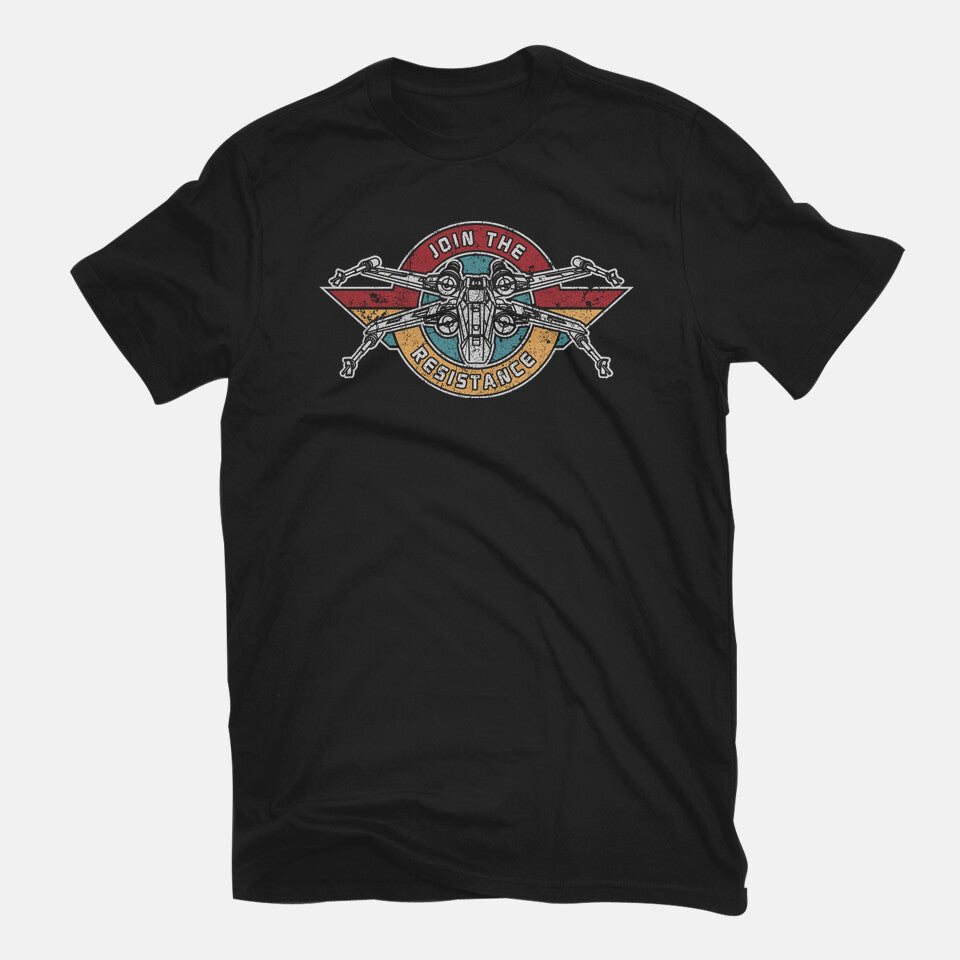 Join The Resistance – Sci-Fi Graphic T-Shirt in black, flat-lay product view