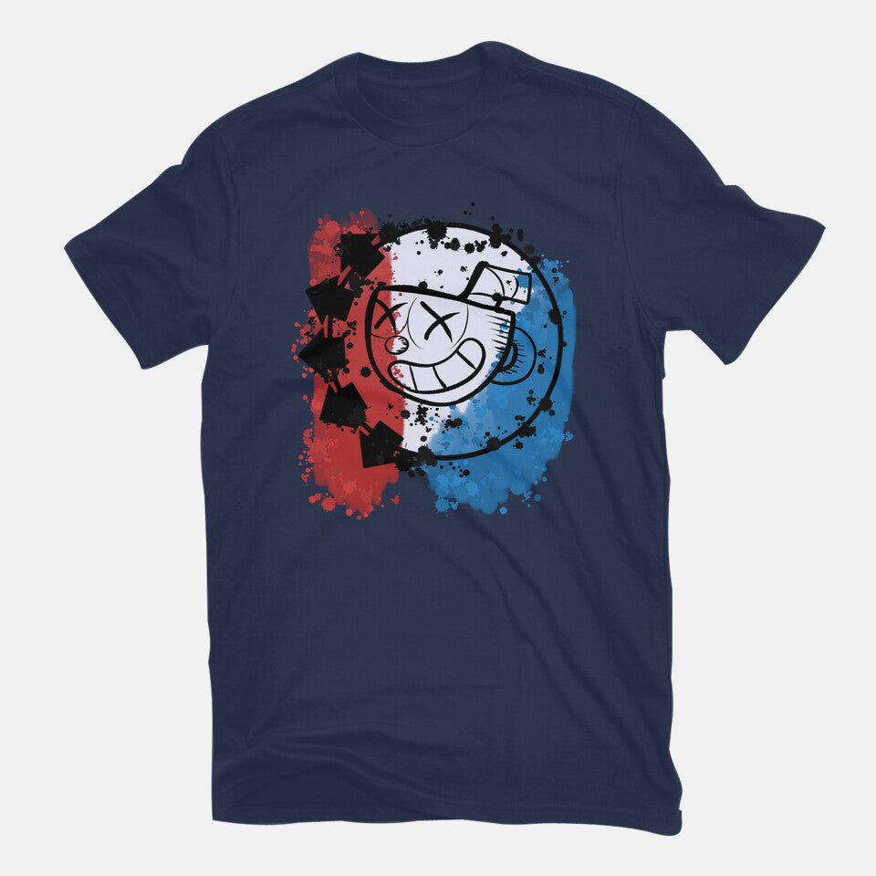 Cup-182 – Gaming Graphic T-Shirt in navy, flat-lay product view