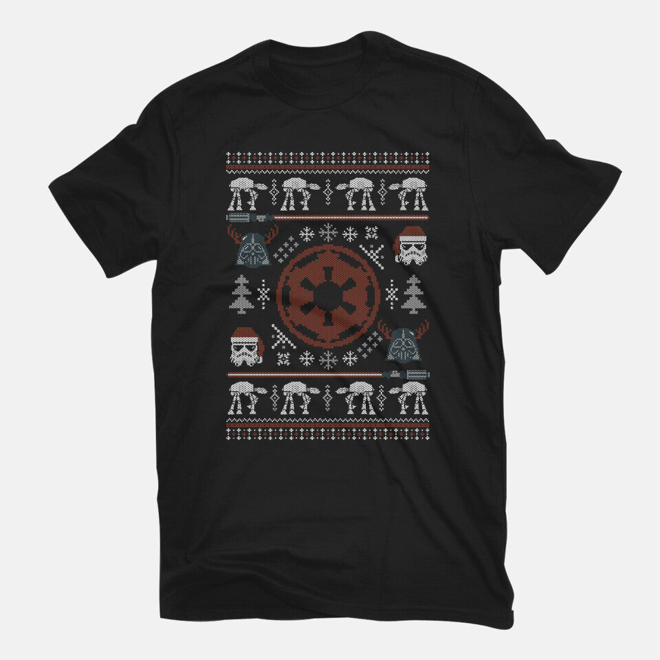 Imperial Christmas – Sci-Fi Graphic T-Shirt in black, flat-lay product view