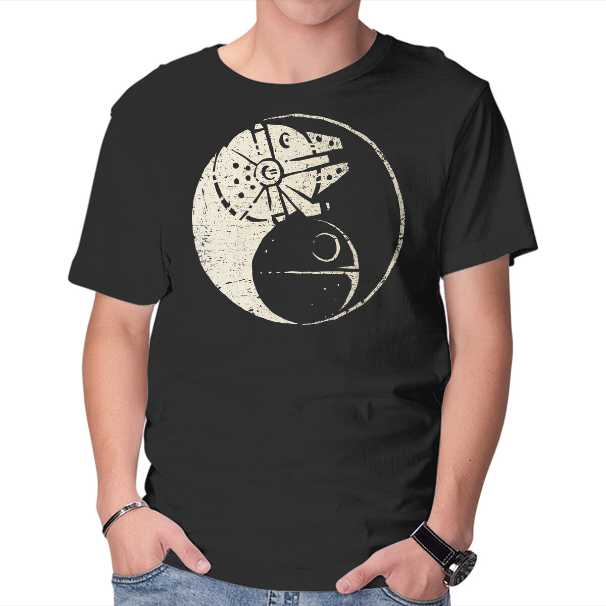 Balancing The Force – Sci-Fi Graphic T-Shirt in black, product display