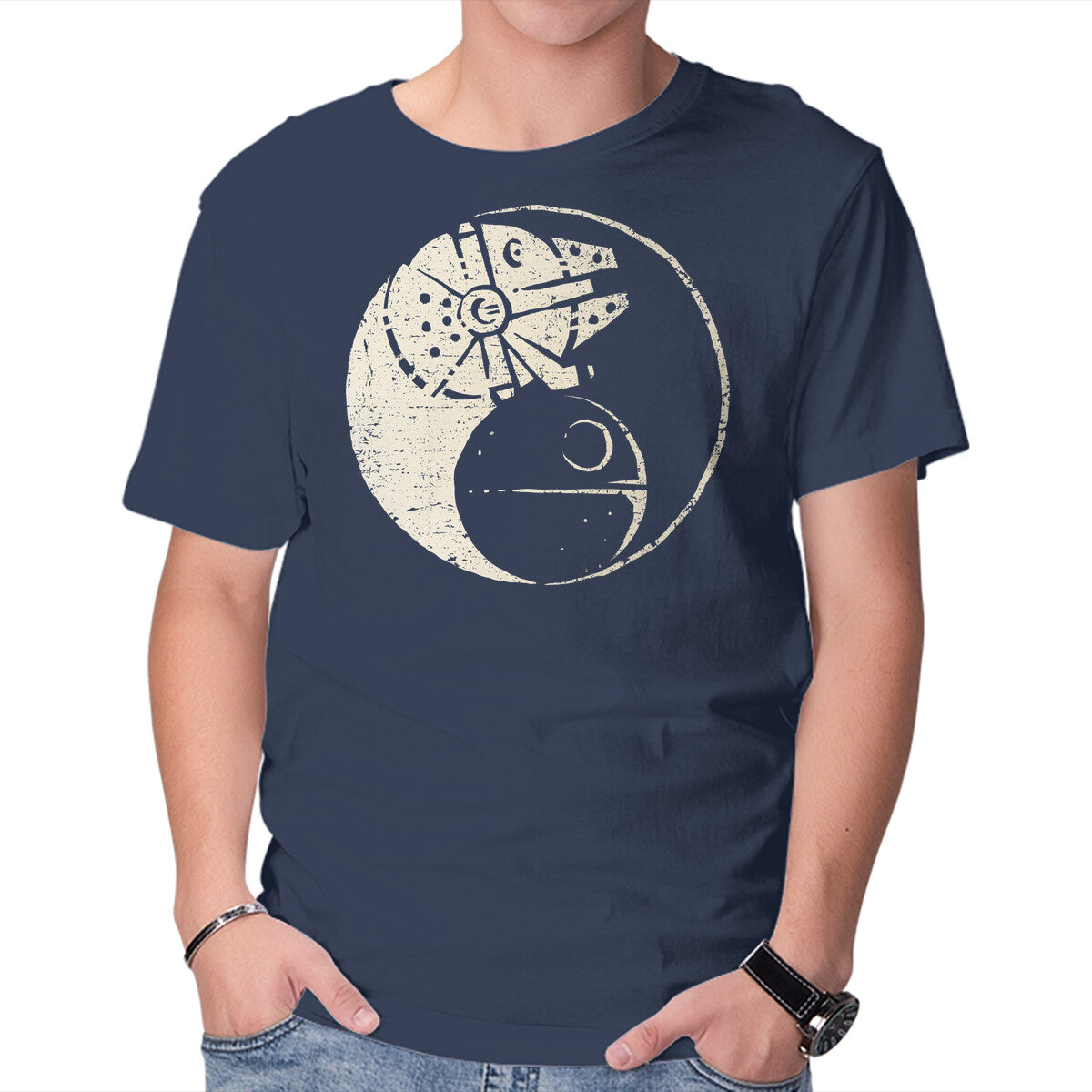 Balancing The Force – Sci-Fi Graphic T-Shirt in navy, product display