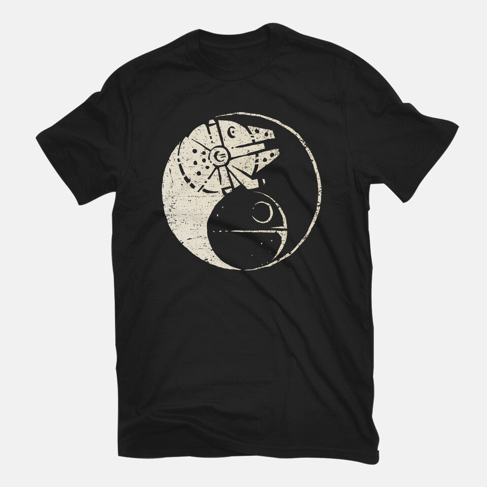 Balancing The Force – Sci-Fi Graphic T-Shirt in black, flat-lay product view