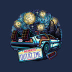 Always Outatime – Sci-Fi Graphic T-Shirt design artwork for navy graphic T-shirt