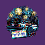 Always Outatime – Sci-Fi Graphic T-Shirt design artwork for purple graphic T-shirt