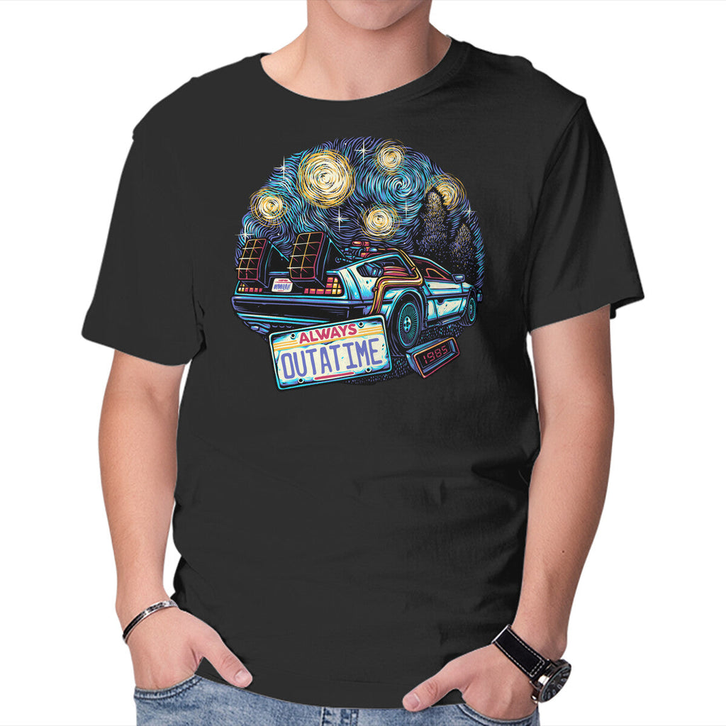 Always Outatime – Sci-Fi Graphic T-Shirt in black, product display