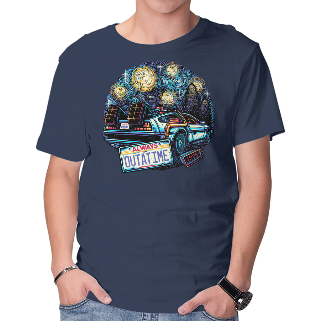 Always Outatime – Sci-Fi Graphic T-Shirt in navy, product display