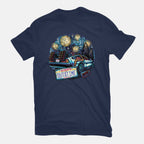 Always Outatime – Sci-Fi Graphic T-Shirt in navy, flat-lay product view