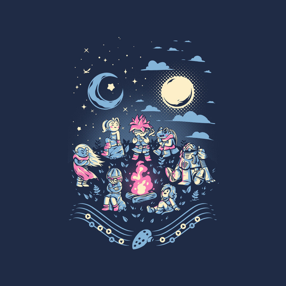 Chrono Triggler – Gaming Graphic T-Shirt design artwork for navy graphic T-shirt