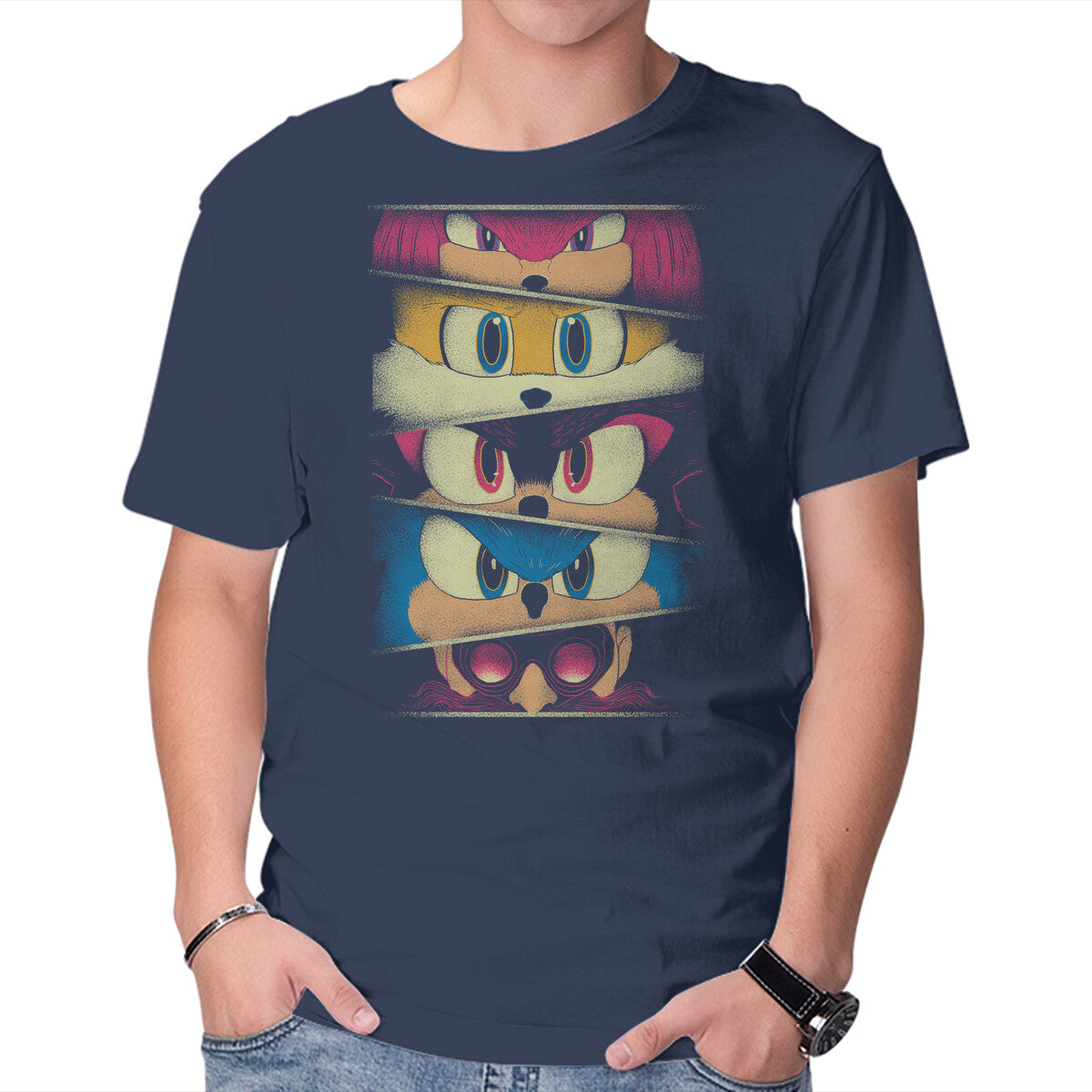 Green Hill Fighters – Gaming Graphic T-Shirt in navy, product display