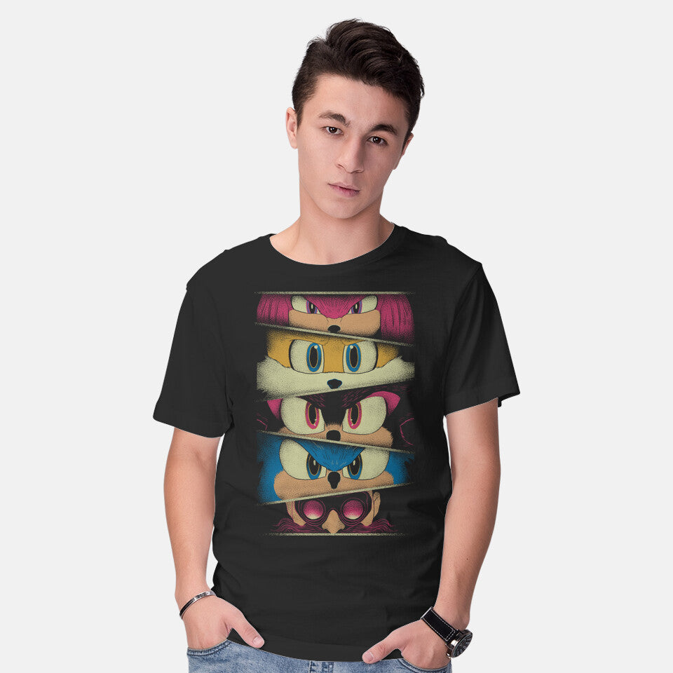 Model wearing black Green Hill Fighters – Gaming Graphic T-Shirt