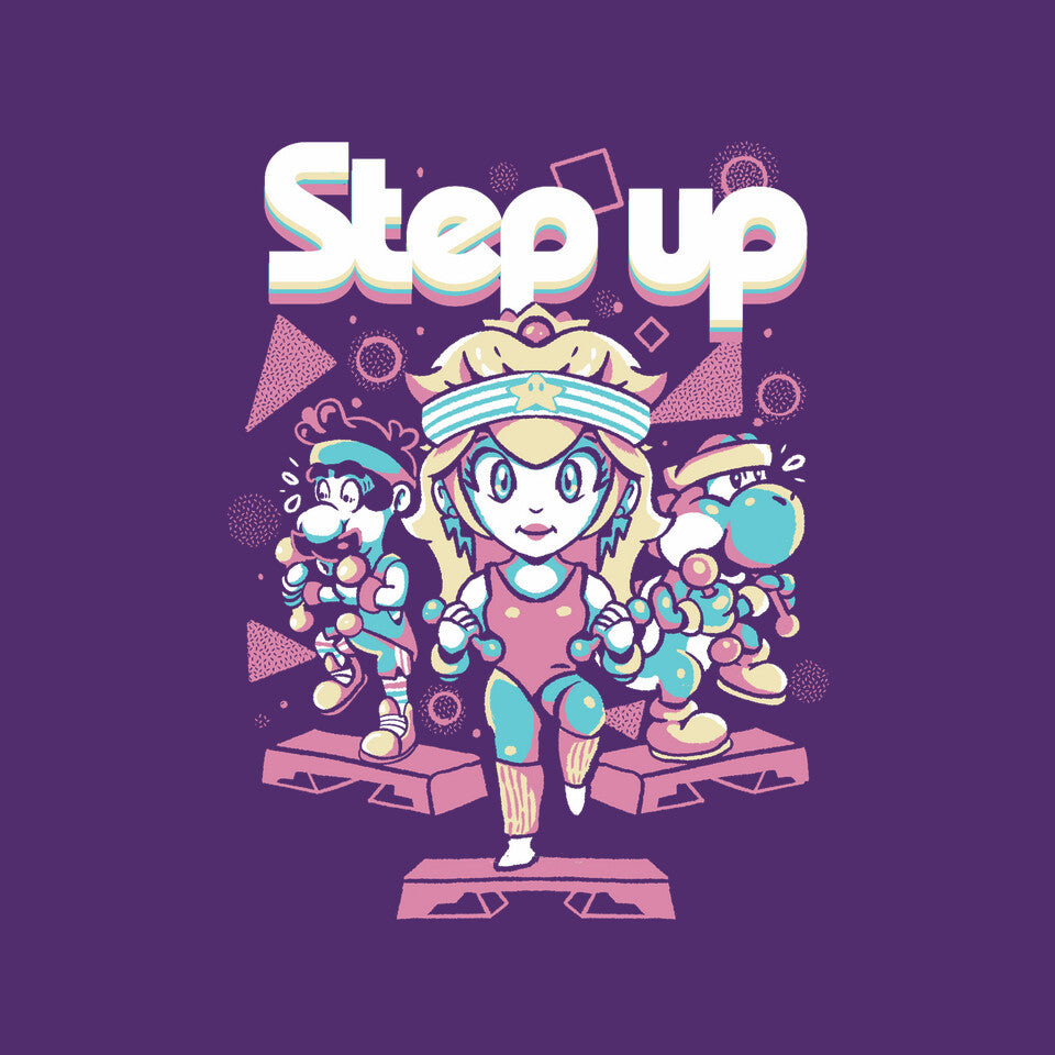 Step Up Peach – Gaming Graphic T-Shirt design artwork for purple graphic T-shirt