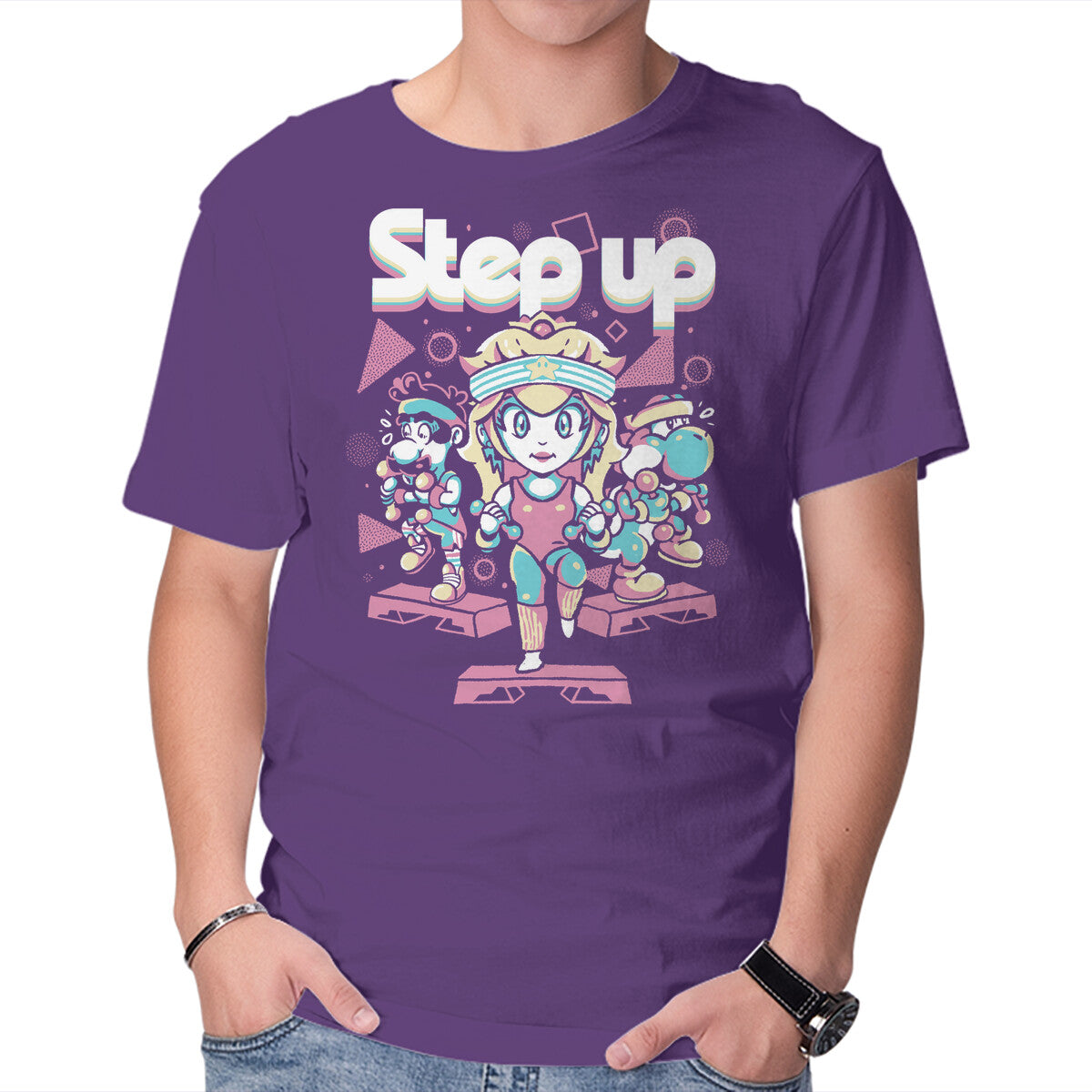 Step Up Peach – Gaming Graphic T-Shirt in purple, product display