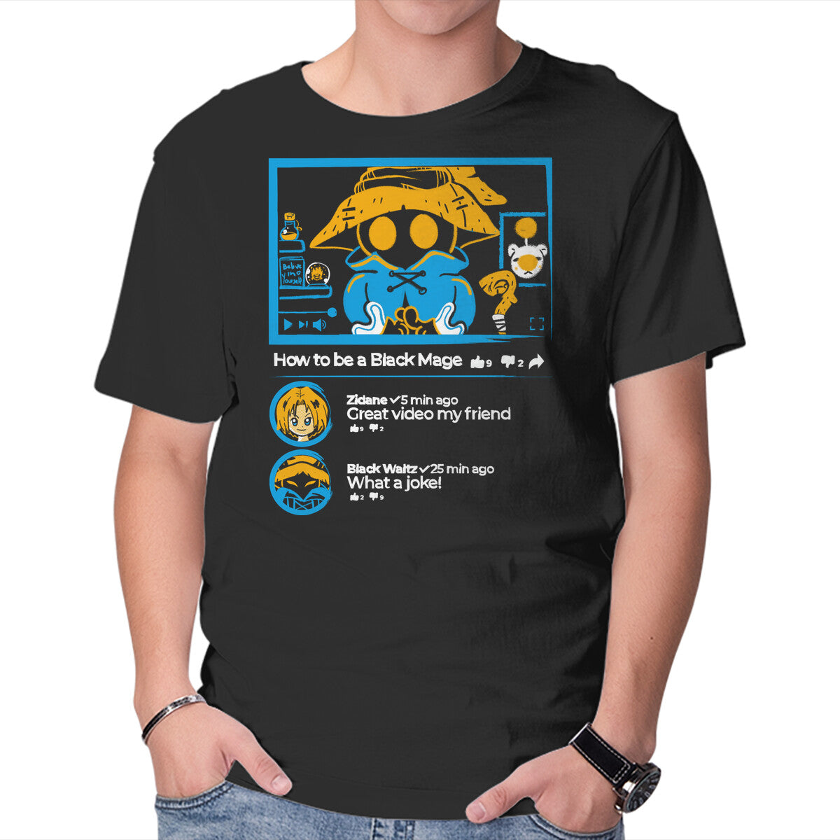 How To Be A Black Mage – Gaming Graphic T-Shirt in black, product display