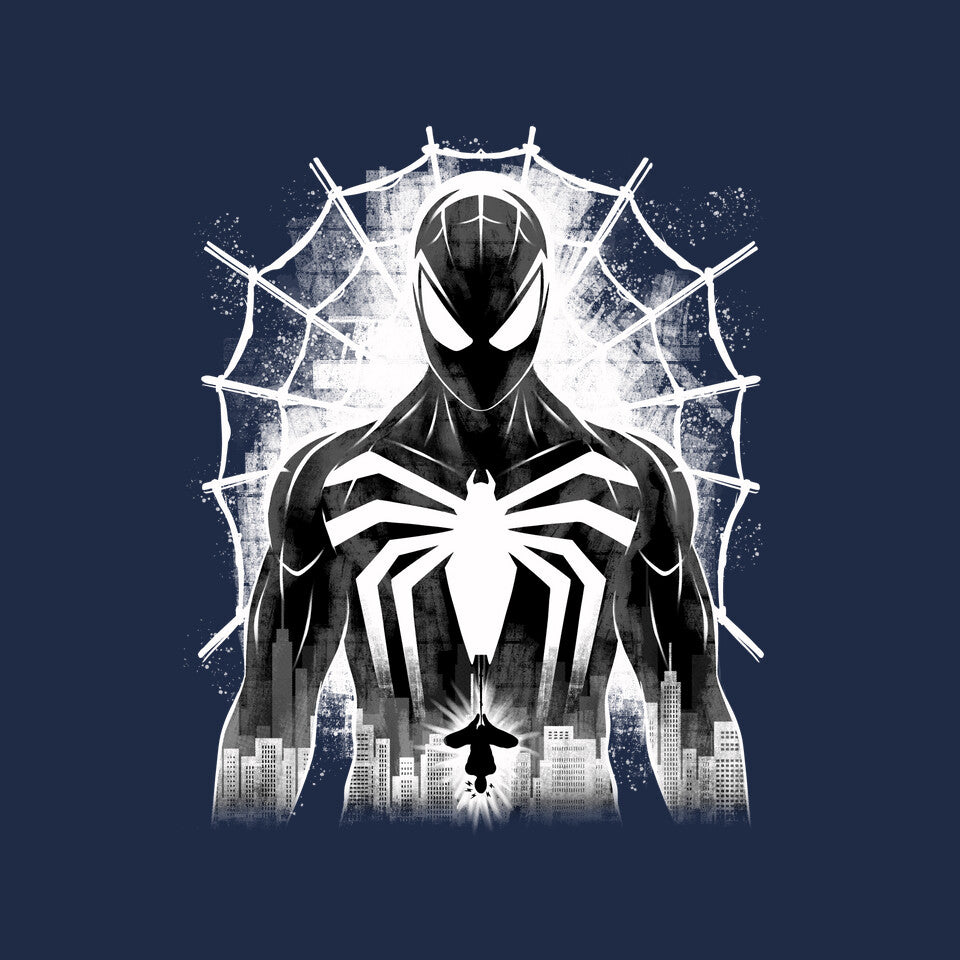 Spider Noir Graphic T-Shirt design artwork for navy graphic T-shirt