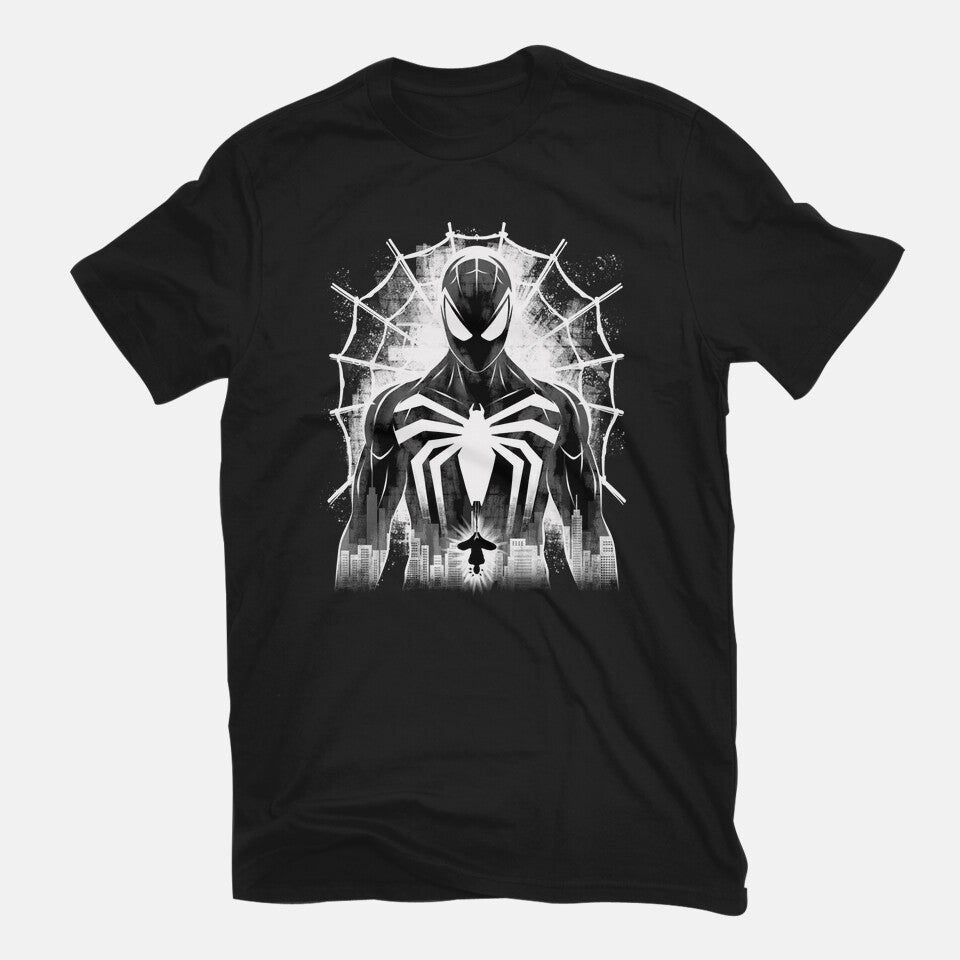 Spider Noir Graphic T-Shirt in black, flat-lay product view