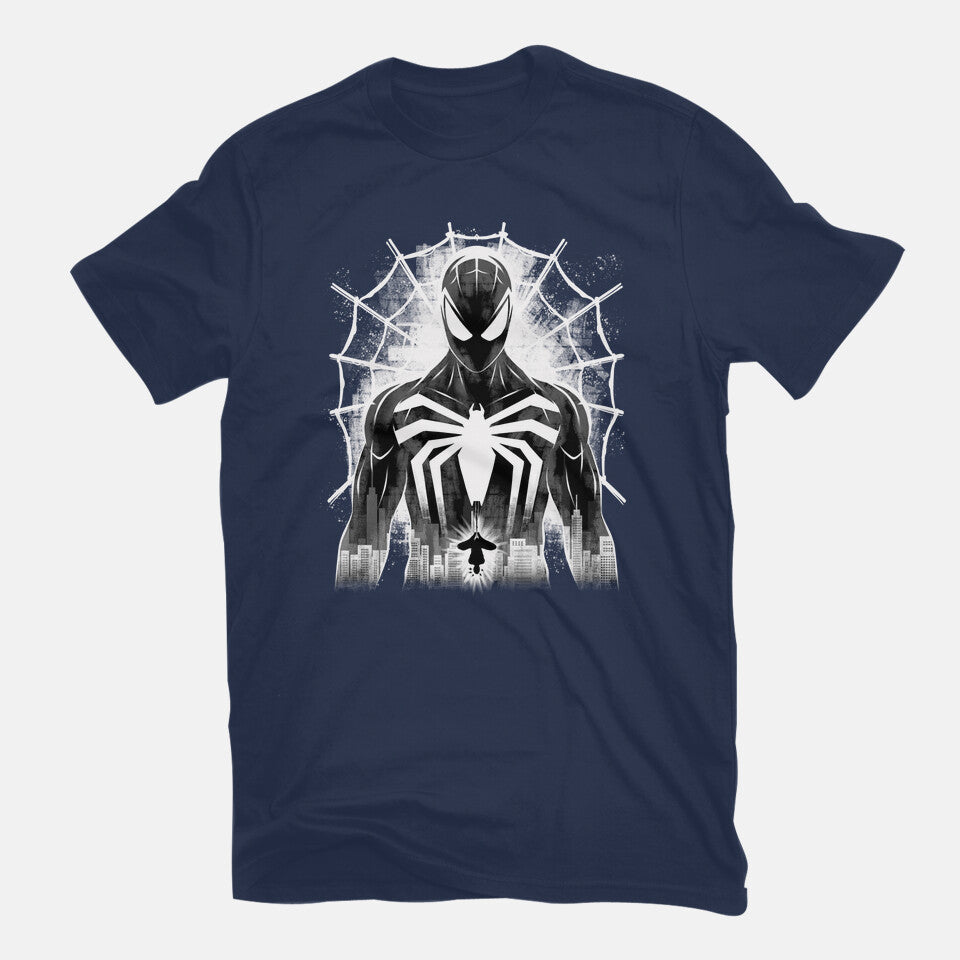 Spider Noir Graphic T-Shirt in navy, flat-lay product view